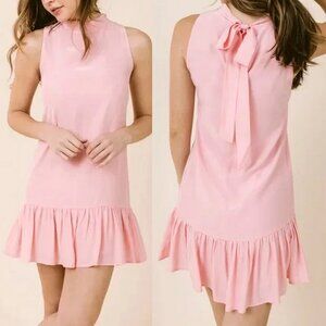 LaRoque Libba Silk Sleeveless Drop Waist Mock Neck Dress